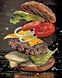Бургер Алмазна вишивка Квадратні стрази 40х50 см з голограмними відтінками На підрамнику