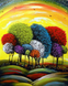 Цветные деревья Алмазная мозаика На Подрамнике, квадратные камни