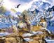 Зимние волки Раскраска + алмазка Картина по номерам с частичной выкладкой круглыми камнями, Без коробки, 40 х 50 см