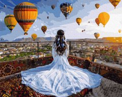 Купить Картина раскраска по номерам Принцесса и воздушные шары 40 х 50 см (без коробки)  в Украине