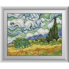 Купити 30778 Пшениця з кипарисами. Ван Гог. Алмазна мозаїка (квадратні, повна)  в Україні