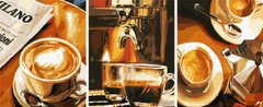 Купить Рисование по цифрам Картина с трех частей Кофейный аромат  в Украине