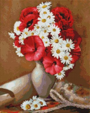 Купити Букет із польових квітів Алмазна картина на підрамнику 40 х 50 см  в Україні