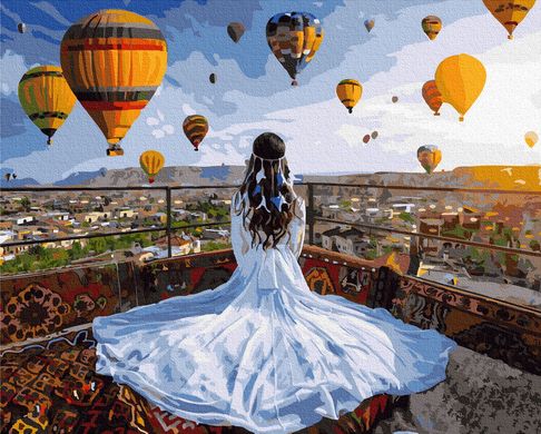 Купити Картина розфарбування по номерах Принцеса і повітряні кулі 40 х 50 см (без коробки)  в Україні