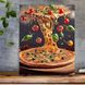 Пицца Алмазная вышивка Квадратные стразы 40х50 см с голограммными оттенками