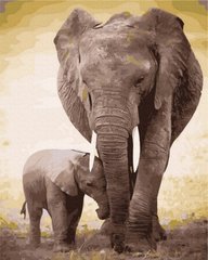 Купити Слоненя з мамою Картина за номерами без коробки  в Україні