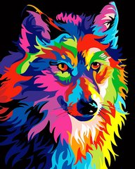 Купить Алмазная мозаика с полной закладкой полотна Радужный волк  в Украине