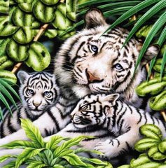 Купить Алмазная вышивка Белая тигрица с тигрятами  в Украине