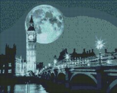 Купить Набор для алмазной мозаики круглыми камушками На подрамнике "Ночь в Лондоне" 40х50см  в Украине