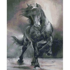 Купить Алмазная мозаика 40х50 см квадратными камушками Черный конь  в Украине