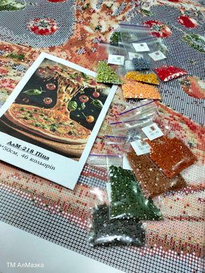 Купить Пицца Алмазная вышивка Квадратные стразы 40х50 см с голограммными оттенками  в Украине
