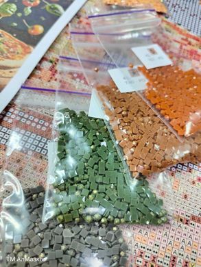 Купити Піца Алмазна вишивка Квадратні стрази 40х50 см з голограмними відтінками  в Україні