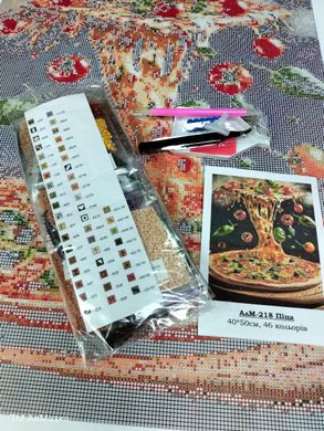 Купить Пицца Алмазная вышивка Квадратные стразы 40х50 см с голограммными оттенками  в Украине