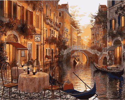 Купить Набор для рисования по цифрам Венеция. Кафе на берегу канала  в Украине