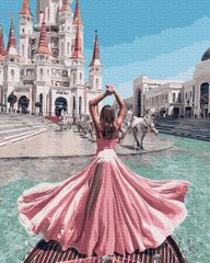 Купити Картина за номерами без коробки. Дівчина в рожевій сукні  в Україні