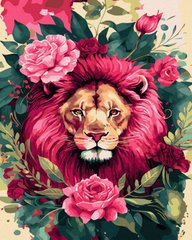 Купити Малювання картин за номерами (без коробки) Лев у квітах  в Україні