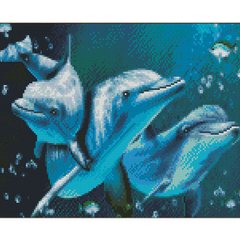 Купити Дружелюбні дельфіни 30х40 см (KB035) Набір для творчості алмазна картина  в Україні