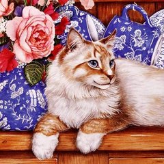 Купить Мозаичная картина Алмазная вышивка Любимая кошечка  в Украине