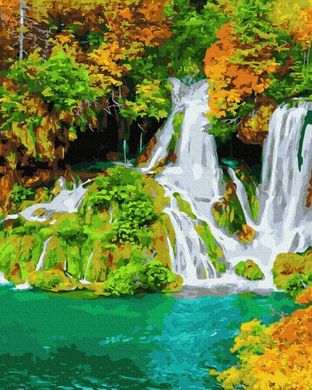 Купить Осенний водопад. Цифровая картина по номерам (без коробки)  в Украине