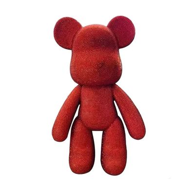 Мишка красный алмазной мозаикой Набор для создания сияющей игрушки в технике алмазная вышивка Размер фигурки 18см, Красный, 18см