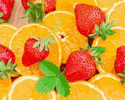 Купить Клубника и апельсин Картина по номерам ТМ АртСтори  в Украине