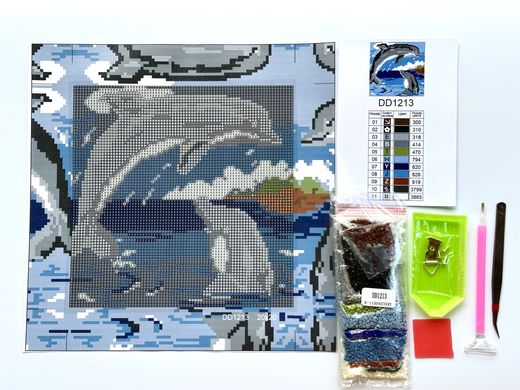 Купити Алмазна вишивка для дітей ColorArt Дельфінчики 20х20 DD1213  в Україні