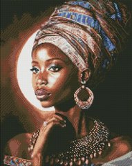 Купить Набор для алмазной мозаики круглыми камушками На подрамнике "Африканская красавица" с голограммными камешками (5D) 40х50см  в Украине