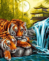 Купити Алмазна вишивка Тигри на відпочинку  в Україні