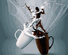Купити Кава з молоком Антистрес розфарбування по цифрам без коробки  в Україні