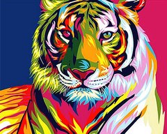 Купить Алмазная мозаика с полной закладкой полотна Радужный тигр  в Украине