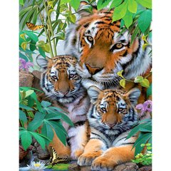 Купити Набір для алмазної мозаїки Тигр з тигрятами в розмірі 40х50 см без підрамника  в Україні
