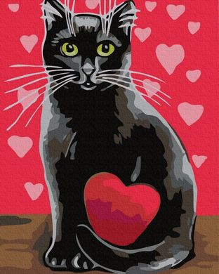 Купить Влюблённая кошка Цифровая картина по номерам (без коробки)  в Украине