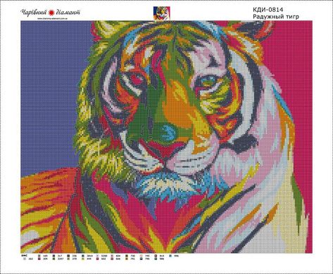 Купити Діамантова мозаїка з повним закладенням полотна Райдужний тигр  в Україні