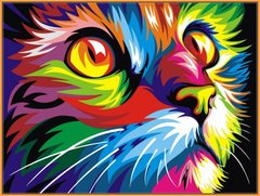 Купить Картина по номерам Premium качества Радужный кот (в раме)  в Украине