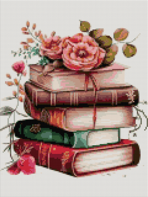 Купить Алмазная мозаика Цветы на книгах 30х40см  в Украине