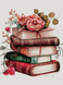 Алмазная мозаика Цветы на книгах 30х40см На подрамнике