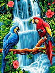 Купити Набір для малювання картини за номерами маленького розміру Пара папуг  в Україні