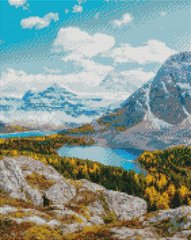 Купить Озеро в горах Алмазная мозаика На подрамнике, круглые камушки  в Украине