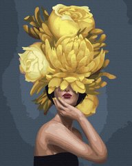 Купити Дівчина з жовтими квітами Живопис за номерами 40 х 50 см  в Україні