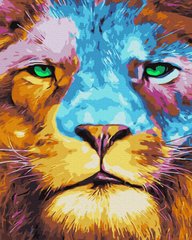 Купити Барвистий лев Картина антистрес за номерами без коробки  в Україні