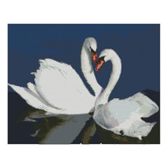 Купить Алмазная картина по номерам круглыми камешками Лебеди  в Украине