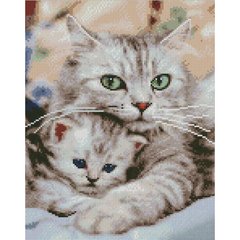 Купить Кішка з кошеням 30х40 см (KB023) Набір для творчості алмазна картина  в Украине