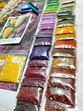 Купити Грона квітів Алмазна вишивка Квадратні стрази 40х50 см з голограмними відтінками  в Україні