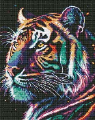 Купить Фантастический тигр с голограммными стразами (AB) Мозаичная картина по номерам 40х50 см  в Украине