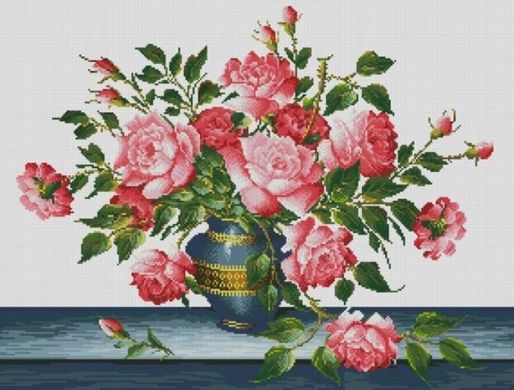 Купити 30629 Рожеві троянди. Алмазна мозаїка (квадратні, повна)  в Україні