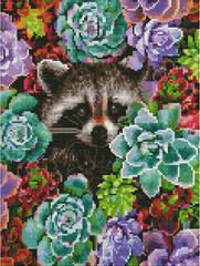 Купити Алмазна мозаїка 30х40 Єнот в квітах  в Україні