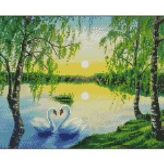 Купить Лебеді на заході 30х40 см (KB074) Набір для творчості алмазна картина  в Украине