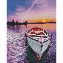 Купити Човен на тлі яскравого заходу 30х40 см (KB024) Набір для творчості алмазна картина  в Україні