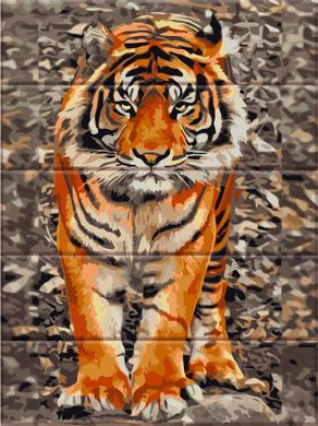 Купити Великі кішки на картині за номерами на дерев'яній основі Уссурійський тигр  в Україні