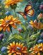 Бабочка в цветах Алмазная вышивка Квадратные стразы 40х50 см с голограммными оттенками На подрамнике